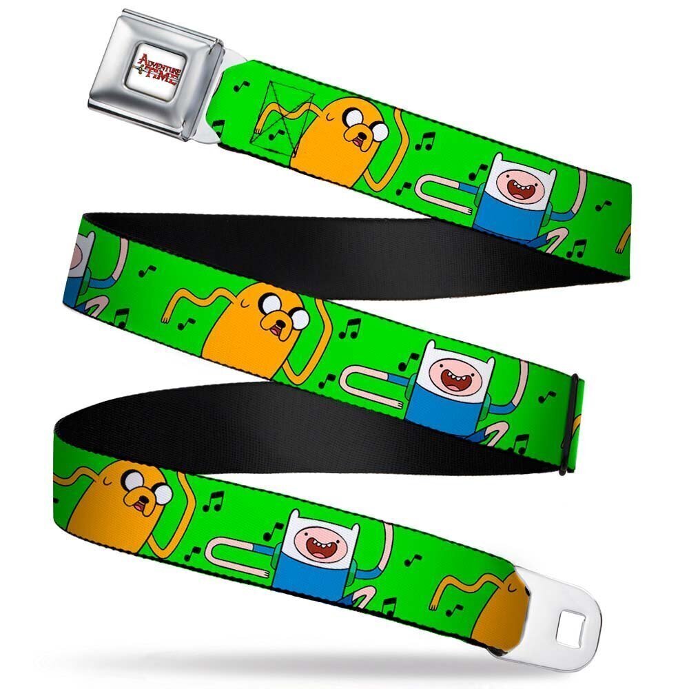 7415 Seatbelt Belt - Finn & Jake w/Music Notes Green - 1.0" Wide - 20-36